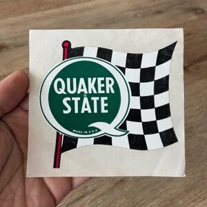 Vintage Quaker State Racing Flag Sticker 4” Made USA NOS Deadstock